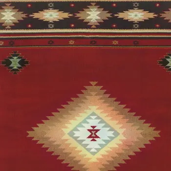 4' X 6' Red And Beige Ikat Pattern Area Rug