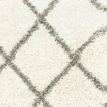 2' X 8' Ivory And Gray Geometric Lattice Runner Rug