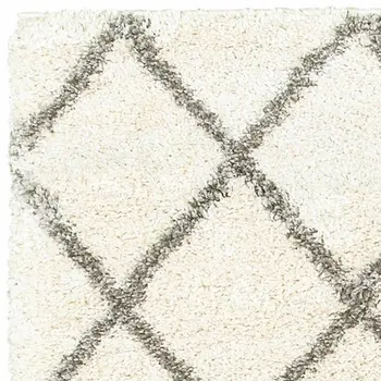 2' X 8' Ivory And Gray Geometric Lattice Runner Rug