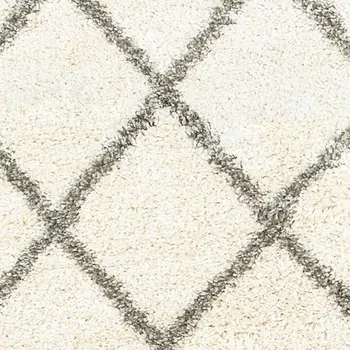 2' X 8' Ivory And Gray Geometric Lattice Runner Rug