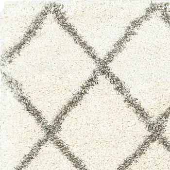 2' X 8' Ivory And Gray Geometric Lattice Runner Rug