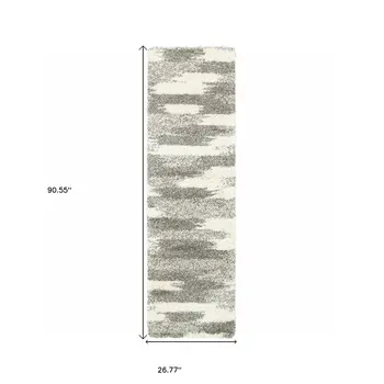 2' X 8' Gray And Ivory Geometric Pattern Runner Rug