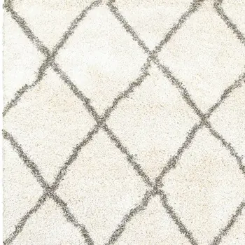 4' X 6' Ivory And Gray Geometric Lattice Area Rug