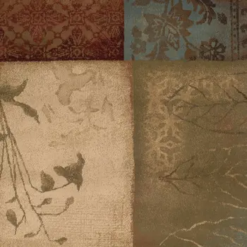 5' X 8' Beige And Brown Floral Block Pattern Area Rug