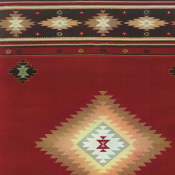 5' X 8' Red And Beige Ikat Pattern Area Rug