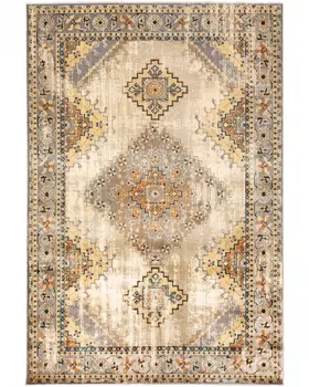 10' X 13' Gray And Beige Aztec Pattern Area Rug