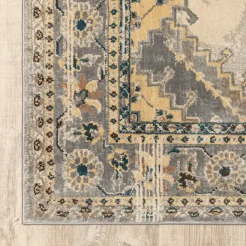 10' X 13' Gray And Beige Aztec Pattern Area Rug