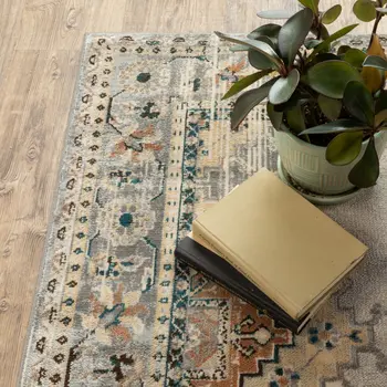 10' X 13' Gray And Beige Aztec Pattern Area Rug