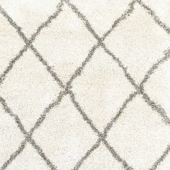 7' X 10' Ivory And Gray Geometric Lattice Area Rug