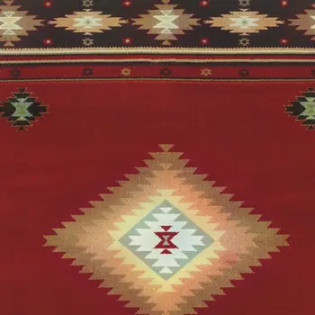 8' X 11' Red And Beige Ikat Pattern Area Rug