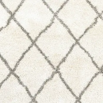 8' X 11' Ivory And Gray Geometric Lattice Area Rug