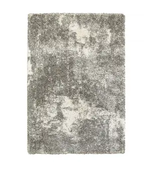 10' X 13' Gray And Ivory Distressed Abstract Area Rug