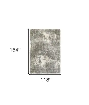 10' X 13' Gray And Ivory Distressed Abstract Area Rug