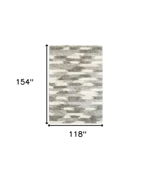 10' X 13' Gray And Ivory Geometric Pattern Area Rug
