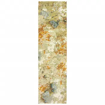 8' Gold And Ivory Runner Rug