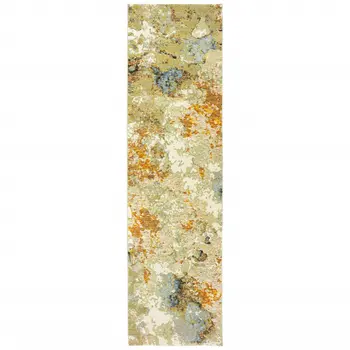 8' Gold And Ivory Runner Rug
