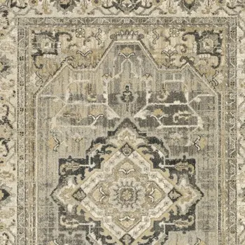 5' X 8' Beige And Gray Medallion Distressed Area Rug
