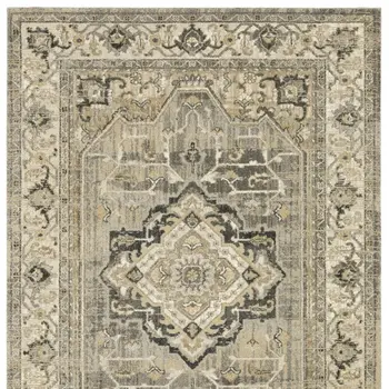 5' X 8' Beige And Gray Medallion Distressed Area Rug