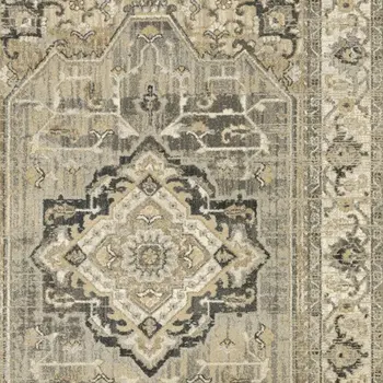 7' X 10' Beige And Gray Medallion Distressed Area Rug