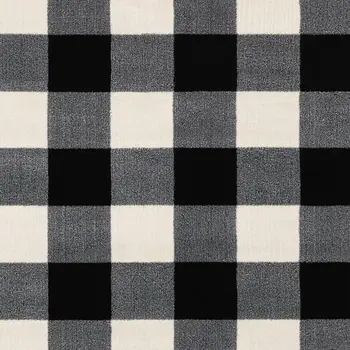 10' X 13' Black And Ivory Gingham Area Rug
