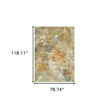 7' X 10' Gold and Ivory Power Loom Area Rug