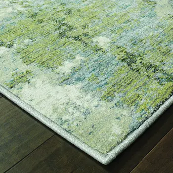 7' X 10' Blue Green Power Loom Area Rug