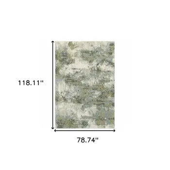 7' X 10' Blue Green Power Loom Area Rug