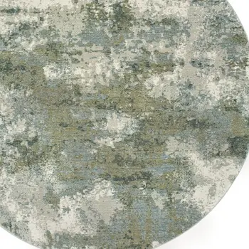 8' Blue Green Round Power Loom Area Rug