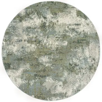 8' Blue Green Round Power Loom Area Rug