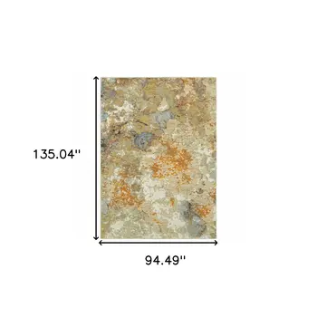 8' X 11' Gold and Ivory Power Loom Area Rug