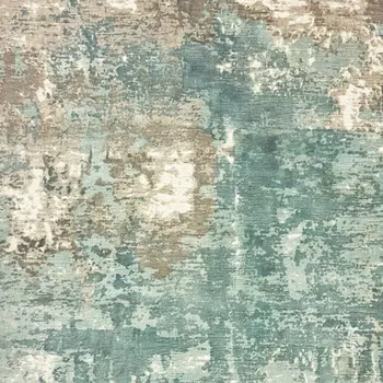 6' X 9' Blue And Gray Abstract Hand Loomed Distressed Area Rug