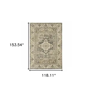 10' X 13' Beige And Gray Medallion Distressed Area Rug