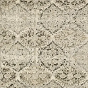 10' X 13' Ivory And Gray Trellis Distressed Area Rug