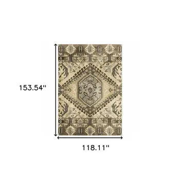 10' X 13' Tan And Gold Medallion Area Rug