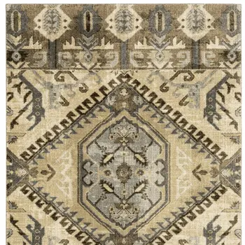 10' X 13' Tan And Gold Medallion Area Rug