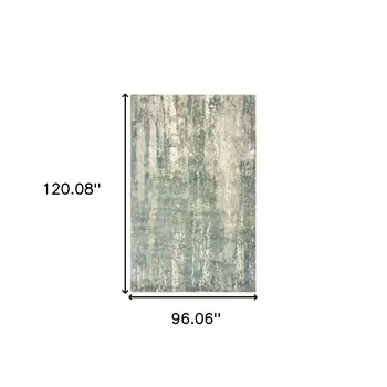 8' X 10' Blue And Gray Abstract Hand Loomed Distressed Area Rug