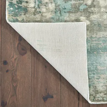 8' X 10' Blue And Gray Abstract Hand Loomed Distressed Area Rug