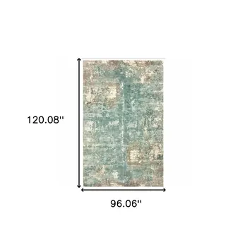 8' X 10' Blue And Gray Abstract Hand Loomed Distressed Area Rug