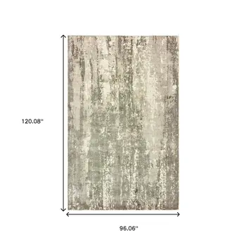 8' X 10' Gray And Ivory Abstract Hand Loomed Distressed Area Rug