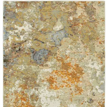 10' X 13' Beige Gold And Ivory Abstract Area Rug