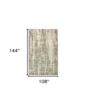9' X 12' Gray And Ivory Abstract Hand Loomed Distressed Area Rug