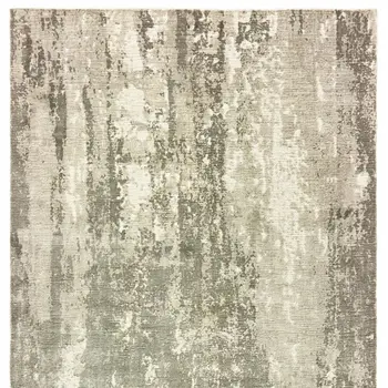 9' X 12' Gray And Ivory Abstract Hand Loomed Distressed Area Rug