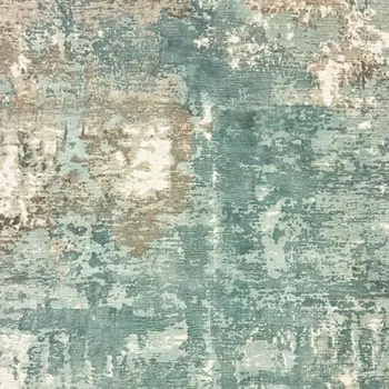 10' X 14' Blue And Gray Abstract Hand Loomed Distressed Area Rug