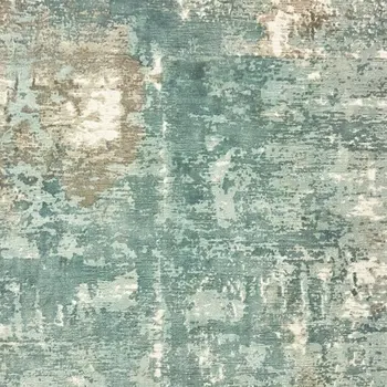 10' X 14' Blue And Gray Abstract Hand Loomed Distressed Area Rug