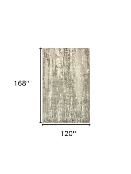 10' X 14' Gray And Ivory Abstract Hand Loomed Distressed Area Rug