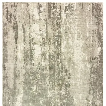 10' X 14' Gray And Ivory Abstract Hand Loomed Distressed Area Rug