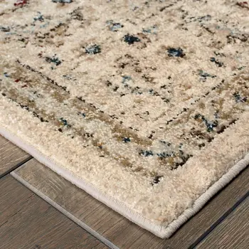 10' X 13' Ivory And Gold Medallion Distressed Area Rug