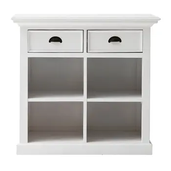 35" White Accent Cabinet With Two Drawers and Baskets
