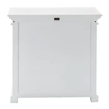 35" White Wood and Glass Two Door Accent Cabinet
