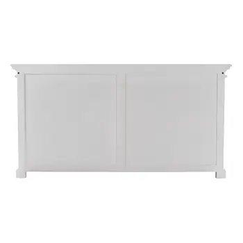 64" White Distressed Solid Wood Sideboard with Four Glass Doors